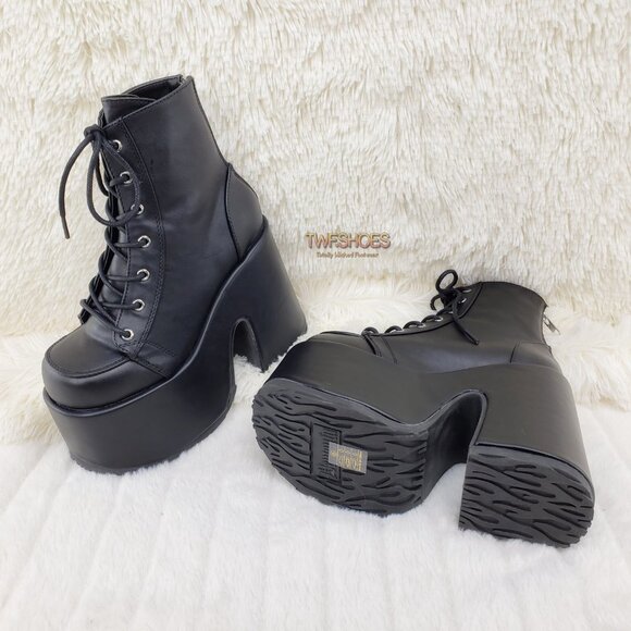 5" Block Heel Platform Goth Punk Ankle Boots 203 - Picture 7 of 15